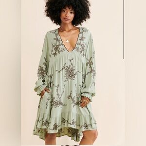 Free People Estella Embroidered Mini Dress